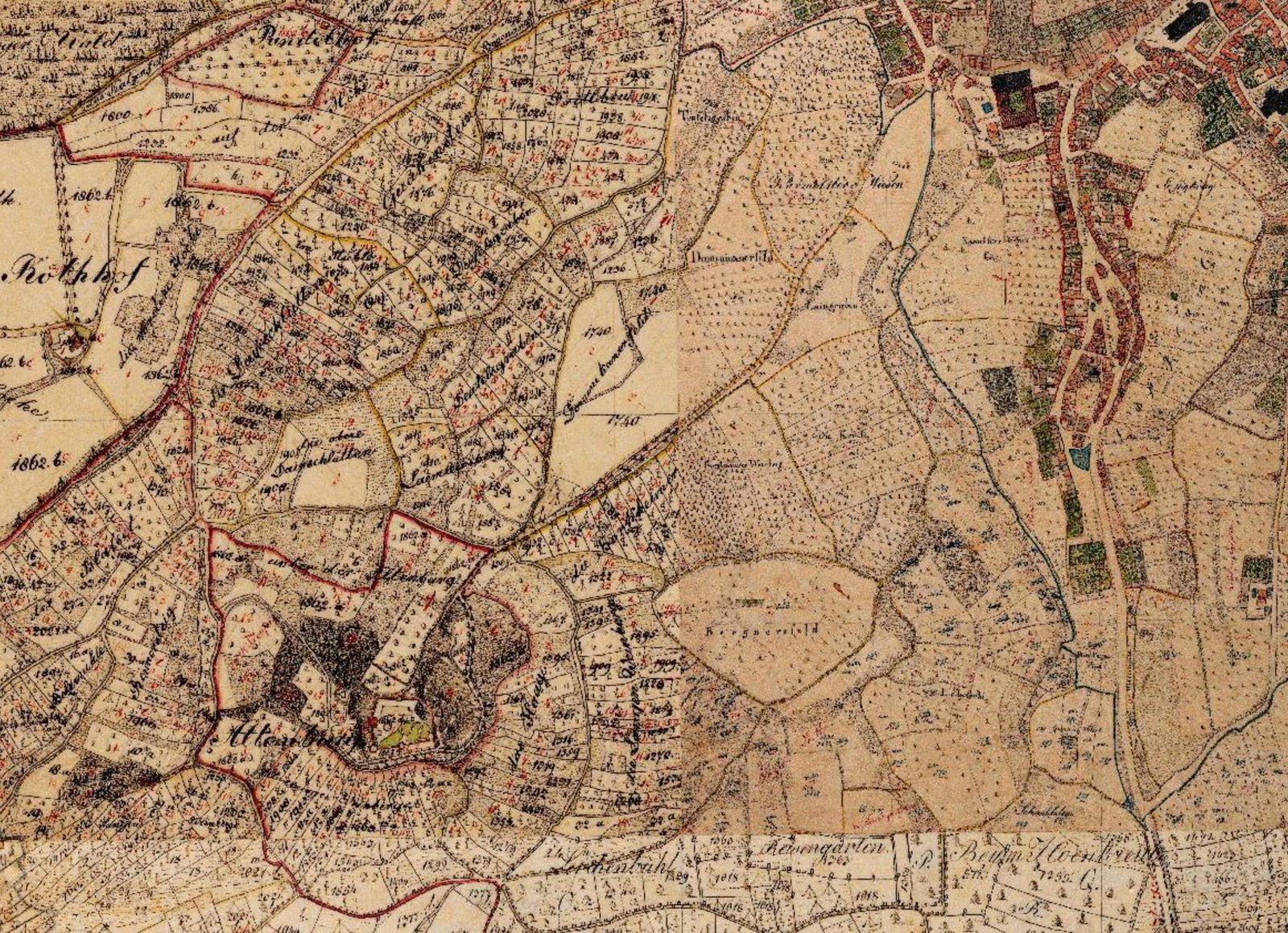 Bayerische Uraufnahme, Kartenblatt Altenburg / Wildensorg / Bamberg, um 1820