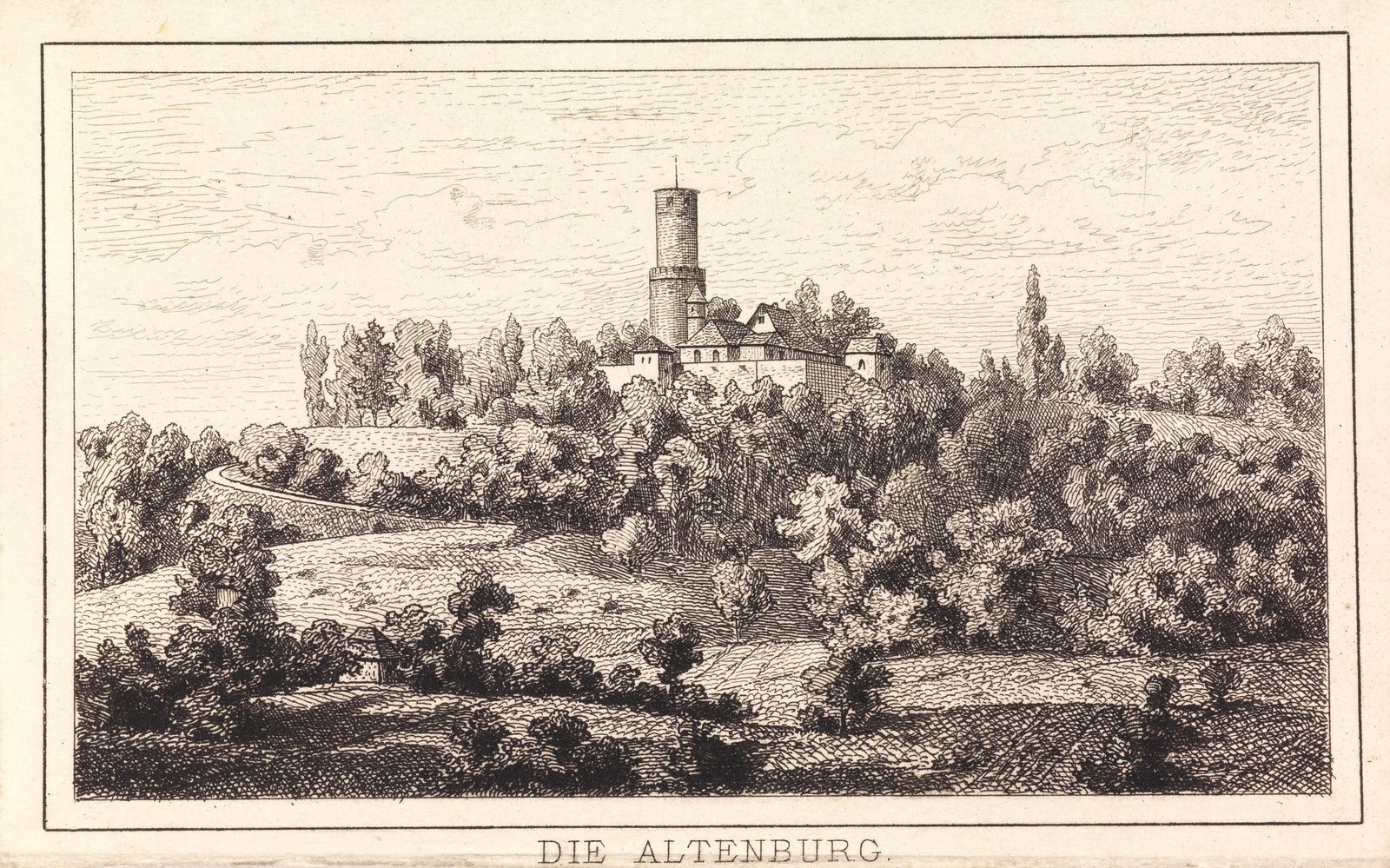 Ansichtenstich der Altenburg, Blatt 11 aus Franz Schemms Serie „Erinnerung an Bamberg", Verlag Karl Hübscher um 1880.