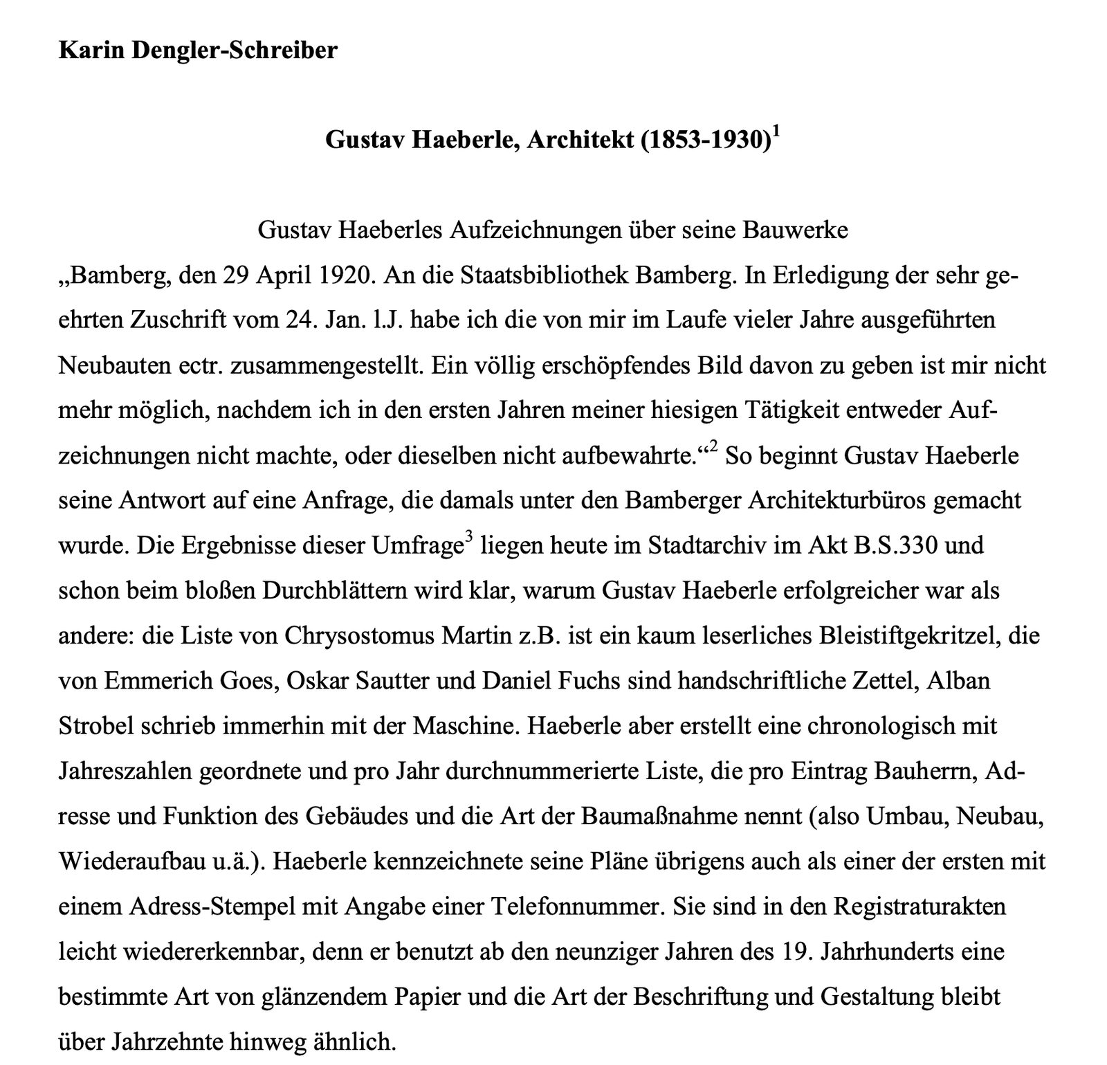 Karin Dengler-Schreiber: Gustav Haeberle, Architekt (1853–1930)