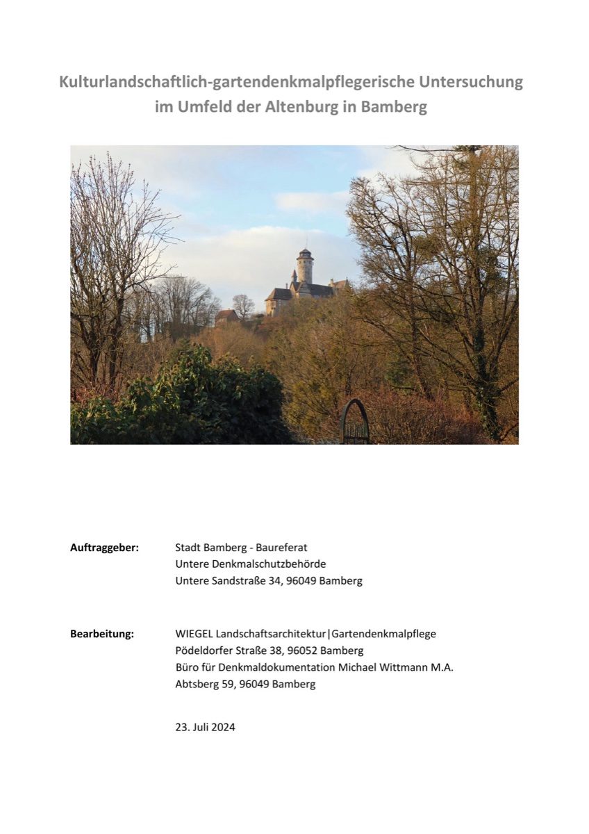 Kulturlandschaftlich-gartendenkmalpflegerische Untersuchung im Umfeld der Altenburg in Bamberg